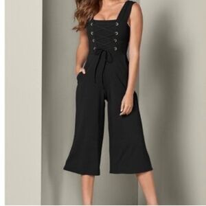 VENUS Black Lace-Up Romper